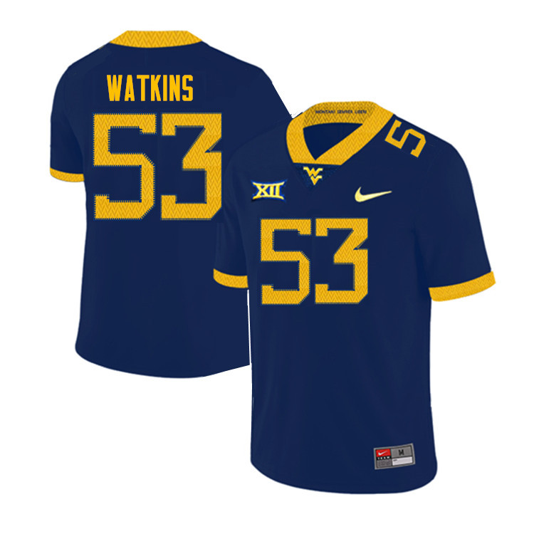 Men #53 Eddie Watkins West Virginia Mountaineers College Football Jerseys Sale-Navy